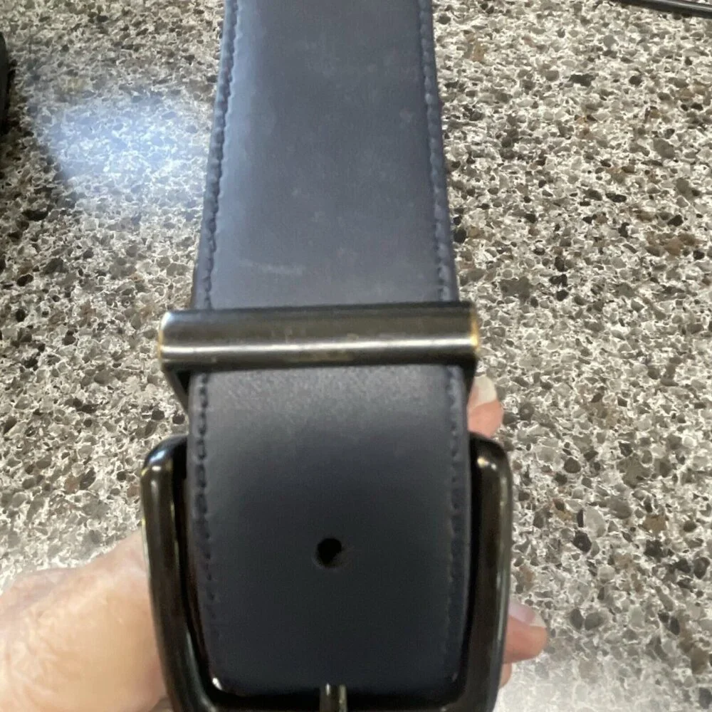 Original Penguin Mens LEATHER Navy /‎ Brown Reversible Belt US Size 32 With Logo